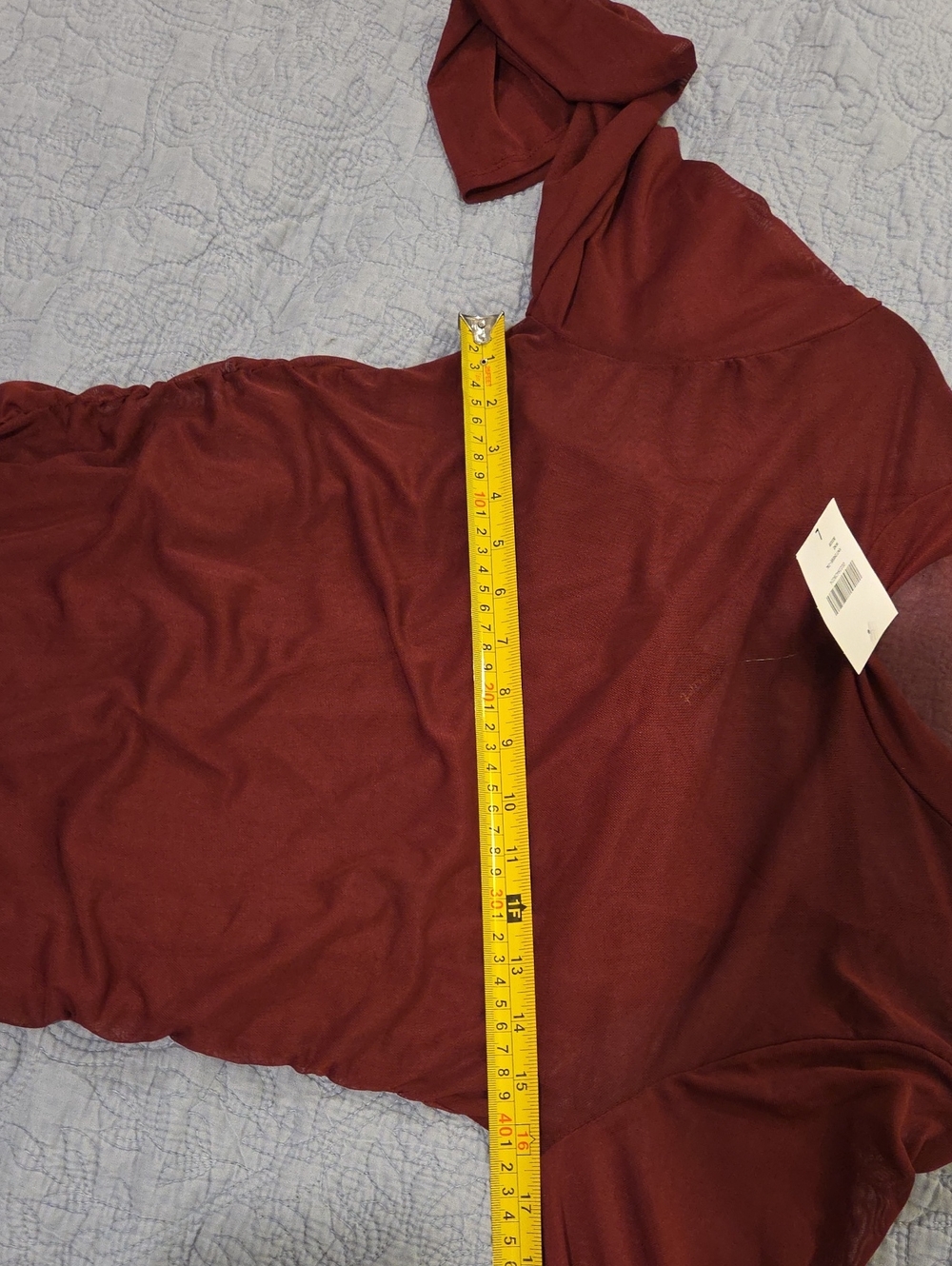 Derek Heart Burgundy Long Sleeve Sheer Ruched Midi Dress Size L, New W/tag! - Picture 8 of 10